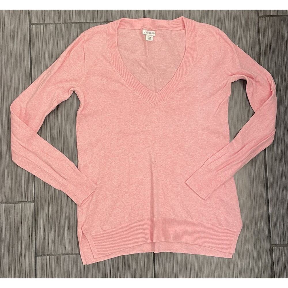 J By J Crew Pink V-neck Sweater Size XXS Cotton Spring Lightweight